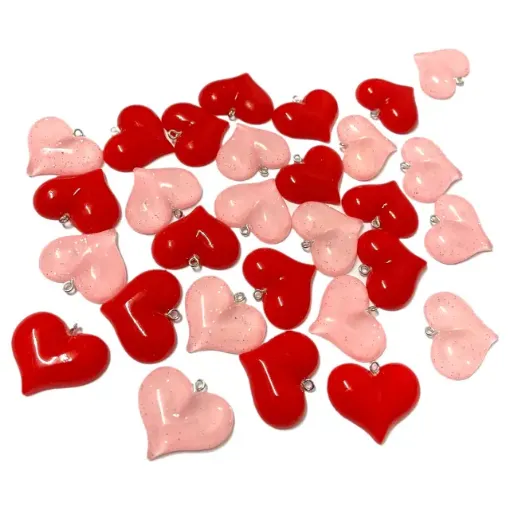 dije plastico forma corazon 31x25mms por 5 unidades color rojo 0