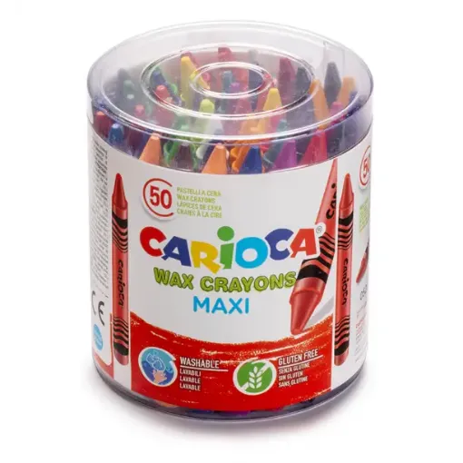 crayones carioca maxi gruesas wax pote 50 unidades 0