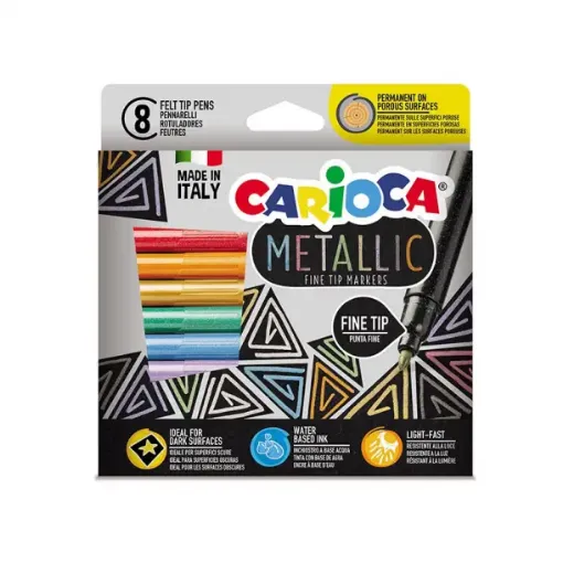 marcadores carioca finos metalizados metallic set 8 colores 0