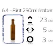 botella vidrio flint ambar 250ml 5x23cms tapa 1