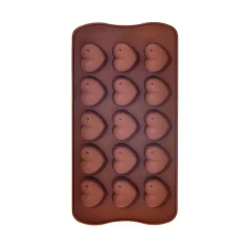 molde silicona marron 10x20cms motivo corazones x15 0