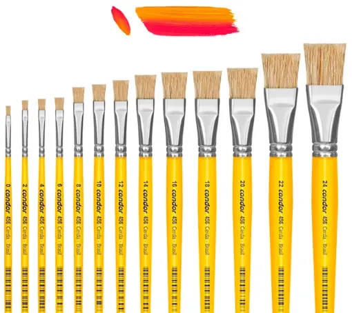 pincel punta chata cerdas blancas mango largo para oleo condor serie 456 no 18 0