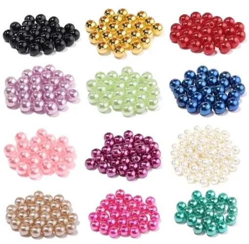 perlas importadas agujero para enhebrar plastico abs brillantes 6mms color natural x25grs 0