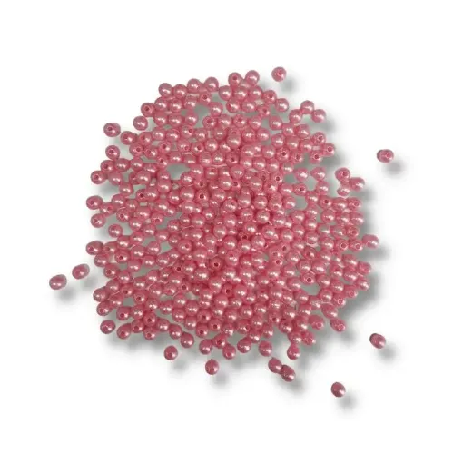 perlas importadas agujero para enhebrar plastico abs brillantes 6mms color rosado x25grs 0