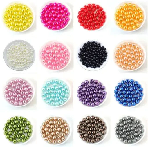 perlas importadas agujero para enhebrar plastico abs brillantes 4mms color natural x500grs 0