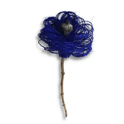 flor artificial artesanal 30cms modelo marimonia arpillera f008 color azul 0
