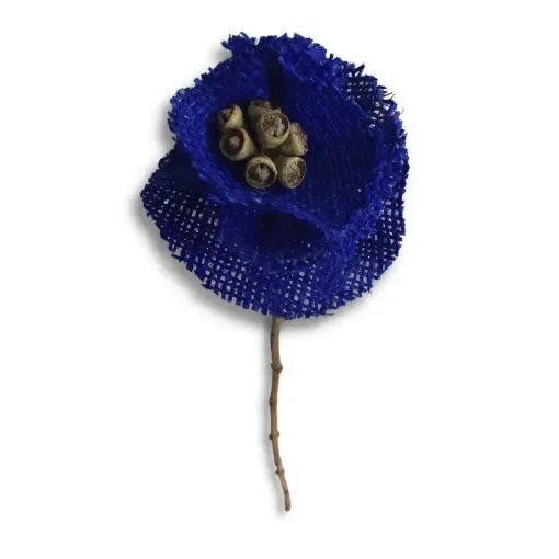 flor artificial artesanal 30cms modelo marimonia arpillera f007 color azul 0