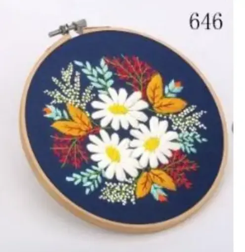 kit bordado iniciacion circular 20cms hilos patron motivo floral no 646 0