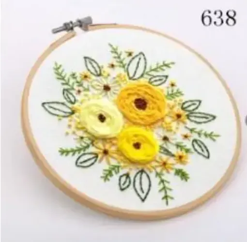 kit bordado iniciacion circular 20cms hilos patron motivo floral no 638 0