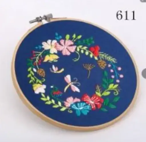 kit bordado iniciacion circular 20cms hilos patron motivo floral no 611 0