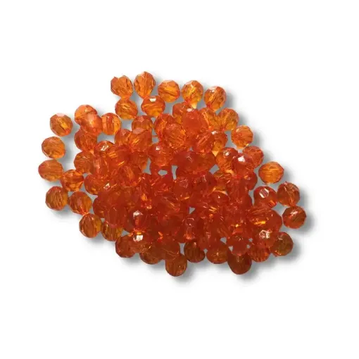 cuentas plastico facetadas ac redondas 8mm x50grs color naranja 0