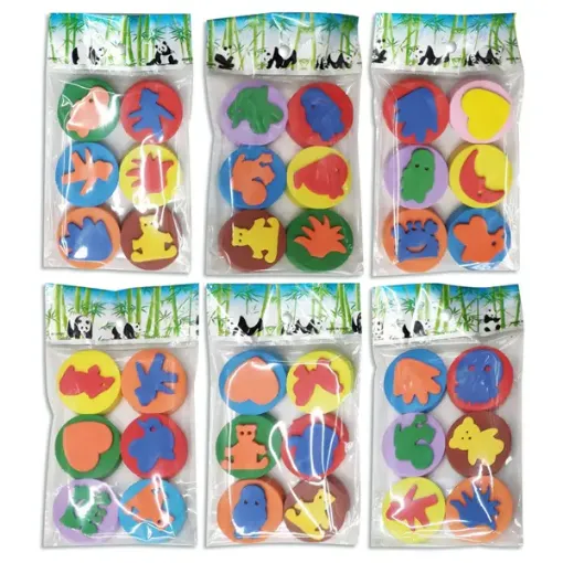 La Casa del Artesano-Set de sellos de GOMA EVA INFANTILES x6 formas ARTE &  STILLO varias combinaciones