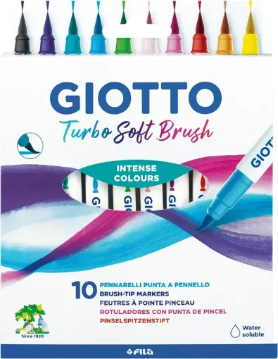 marcadores punta pincel para lettering giotto turbo soft brush caja 10 colores 0