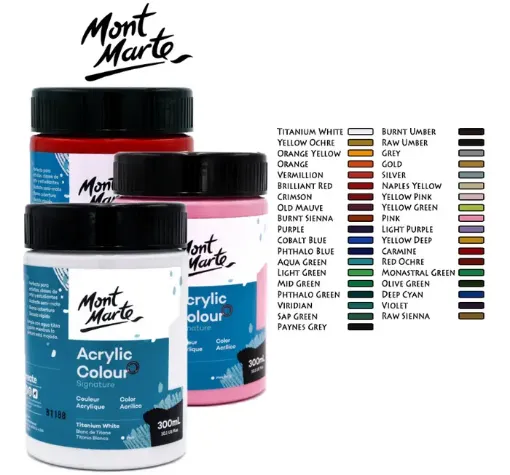 pintura acrilica secado rapido acabado semimate signature mont marte x300ml variedad colores 0