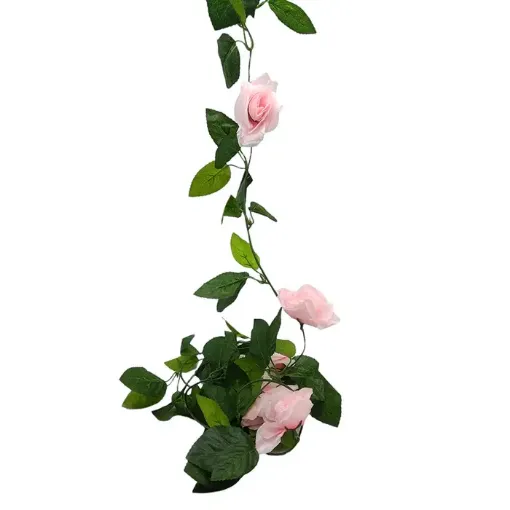 guia rosas hojas verde 200cms largo precio por unidad color rosa claro 0