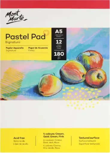 La Casa del Artesano-Block para pintar con pasteles papel libre de acido 4  colores de 180grs MONT MARTE medida A5 x12 hojas