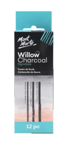 set 12 carboncillos carbonilla sauce natural 3 espesores willow charcoal mont marte 0