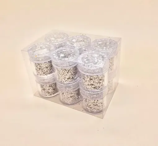 brillantina gruesa confetti forma lentejuela exagonal rb 12406 pote 2 5x5cms color plateado 0