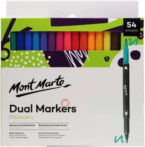 set 54 marcadores dobles discovery punta fina punta pincel mont marte 54 colores vibrantes 0