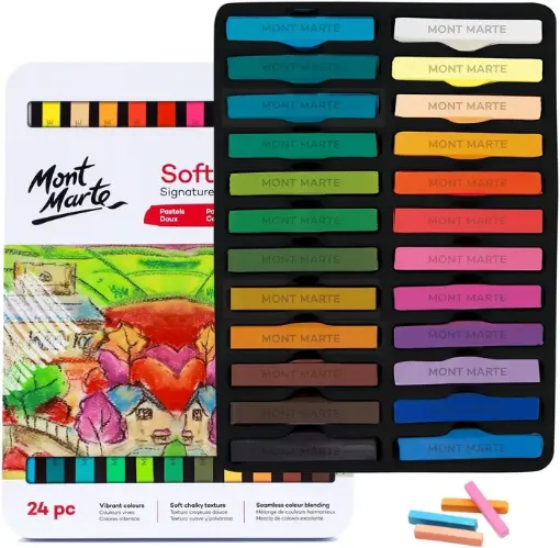 tiza pasteles soft signature mont marte set 24 colores intensos alta pigmentacion lata 0