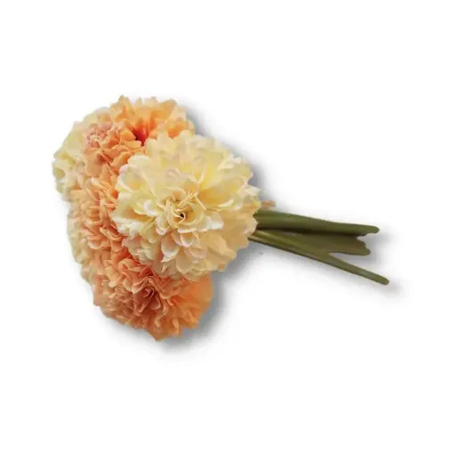 atado flores artificiales crisantemos 6 varas 20cms color naranja pastel 0