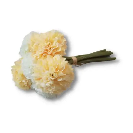 atado flores artificiales crisantemos 6 varas 20cms color blanco amarillo 0