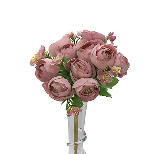 ramo flores artificiales peonias 30cms x10 flores color rosado 0