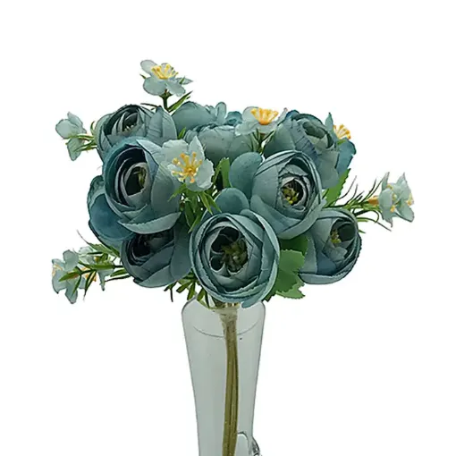 ramo flores artificiales peonias 30cms x10 flores color azul 0