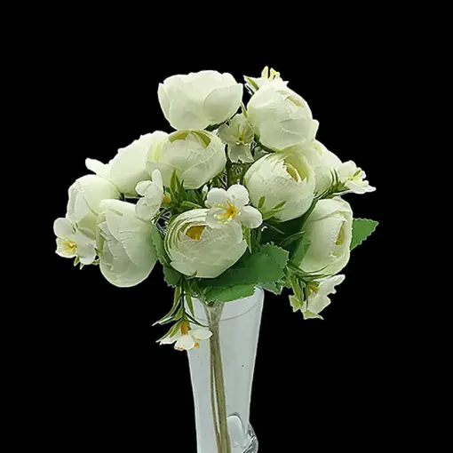 ramo flores artificiales peonias 30cms x10 flores color blanco 0