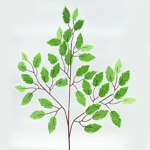 vara aritficial hojas fikus verde blancas 60cms 0