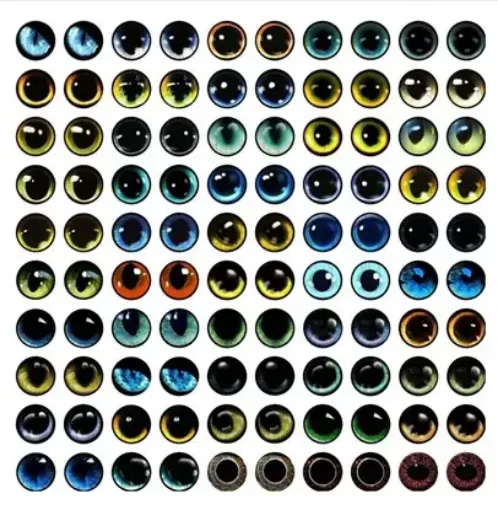 ojos realistas vidrio 6mms para munecos amigurumis x100 unidades colores surtidos 0