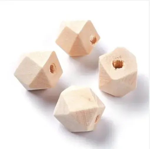 cuentas madera forma poligono agujero 3 mms naturales 12x10mms x20 unidades 0