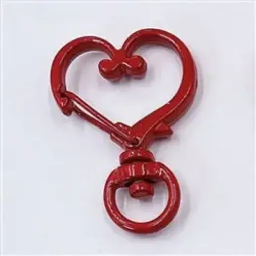 broche mosqueton para llavero forma corazon colores 34x24mms x5 unidades color rojo fuerte 0