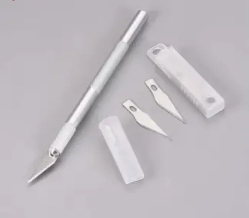 La Casa del Artesano-Bisturi cutter cuchilla de precision mango de aluminio  con 3 repuestos de acero