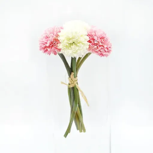 atado flores artificiales crisantemos 6 varas 20cms color blanaco rosado 0