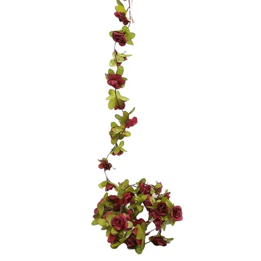 guia rosas chicas hojas verde 210cms largo precio por unidad color bordeaux 0