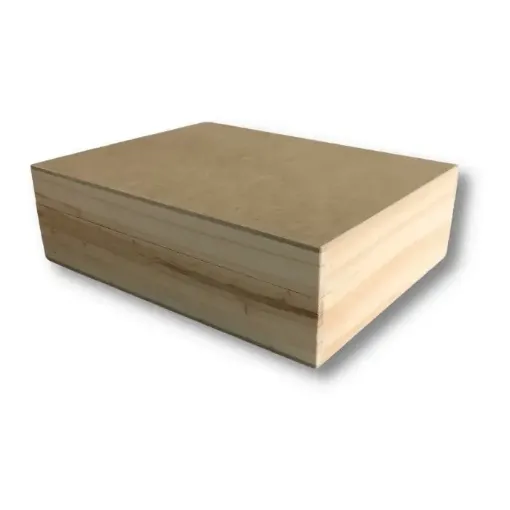caja madera pino tapa mdf rectangular bisagras sin broche 8x10x5cms 0