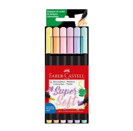 set 6 marcadores faber castell supersoft pastel punta pincel para lettering x6 colores 0