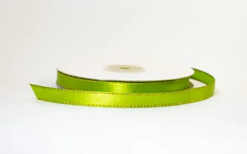 cinta satinada borde metalizado ancho 3 8 1cm por 5mts color verde menta oro 0