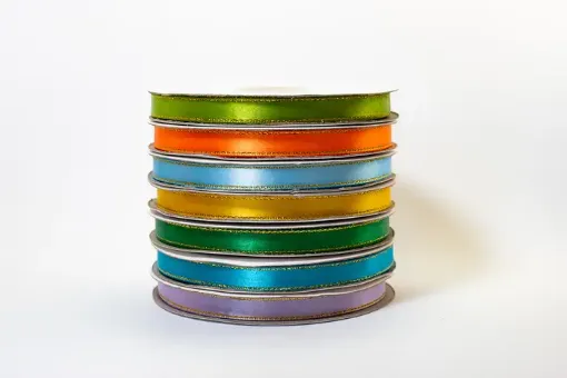 cinta satinada borde metalizado ancho 3 8 1cm por 5mts variedad colores 0