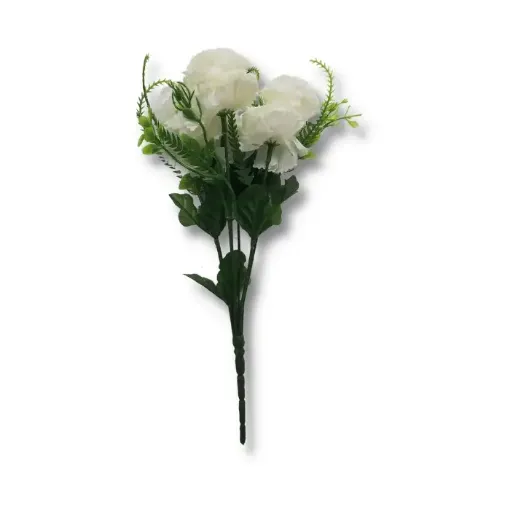 ramo mini claveles calaguala x7 flores 5cms a2437 30cms color blanco 0
