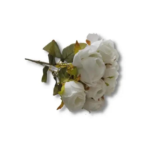 ramo pimpollos 5cms x9 follaje a2102 35cms color blanco 0