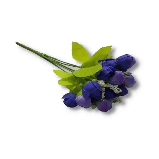 ramo bouquet pimpollos rococo primaveral x15 flores 2cms a2117 25cms color violeta 0
