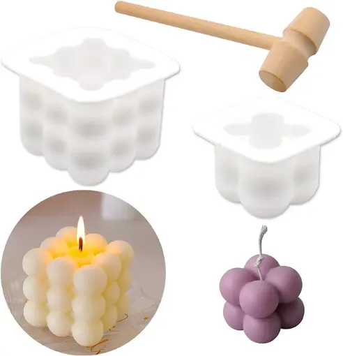 La Casa del Artesano-Kit de 2 moldes de silicona para fabricar velas  modelos panal incluye pabilos y martillos de madera