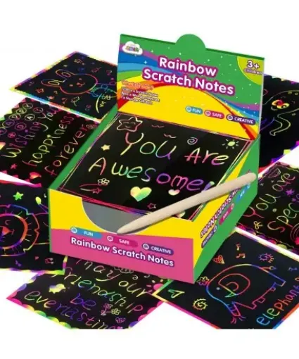 notas magicas para esgrafiado 9x9cms pointer para esgrafiado rainbow scratch notes x125 unidades 0
