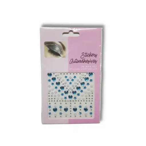 sticker piedras corporales autoadhesivo 3d nail art formas varias celeste cristal 0