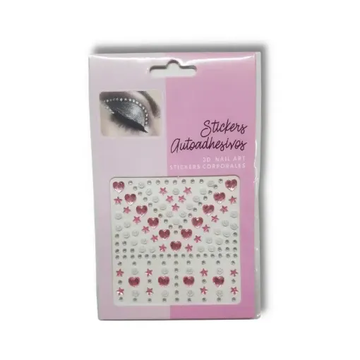 sticker piedras corporales autoadhesivo 3d nail art formas varias rosado cristal 0