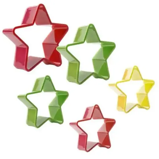 set 5 cortantes moldes plastico para galletas diferentes medidas modelo k428 estrellas 0