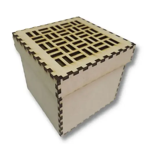 caja mdf corte laser cubo 10x10x10cms tapa calada modelo mosaico 0