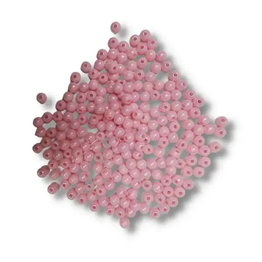 cuentas perlas plastico brillantes paquete 50grs 6mms color rosa claro 0